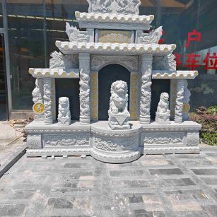 双鸭山芝麻白中国黑石材套墓 花岗岩墓碑